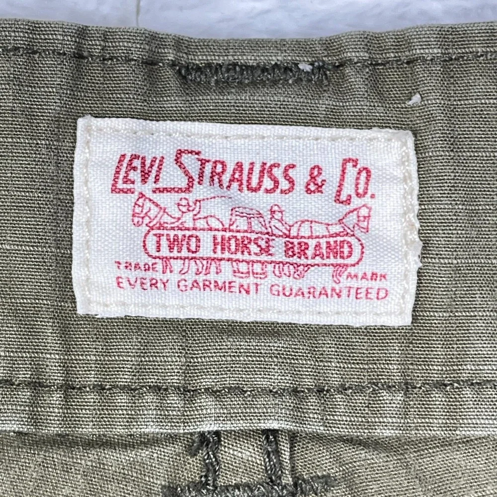 Levi Strauss Two Horse Cargo Skinny Jeans Mens Olive Green Denim Utility - 33X30